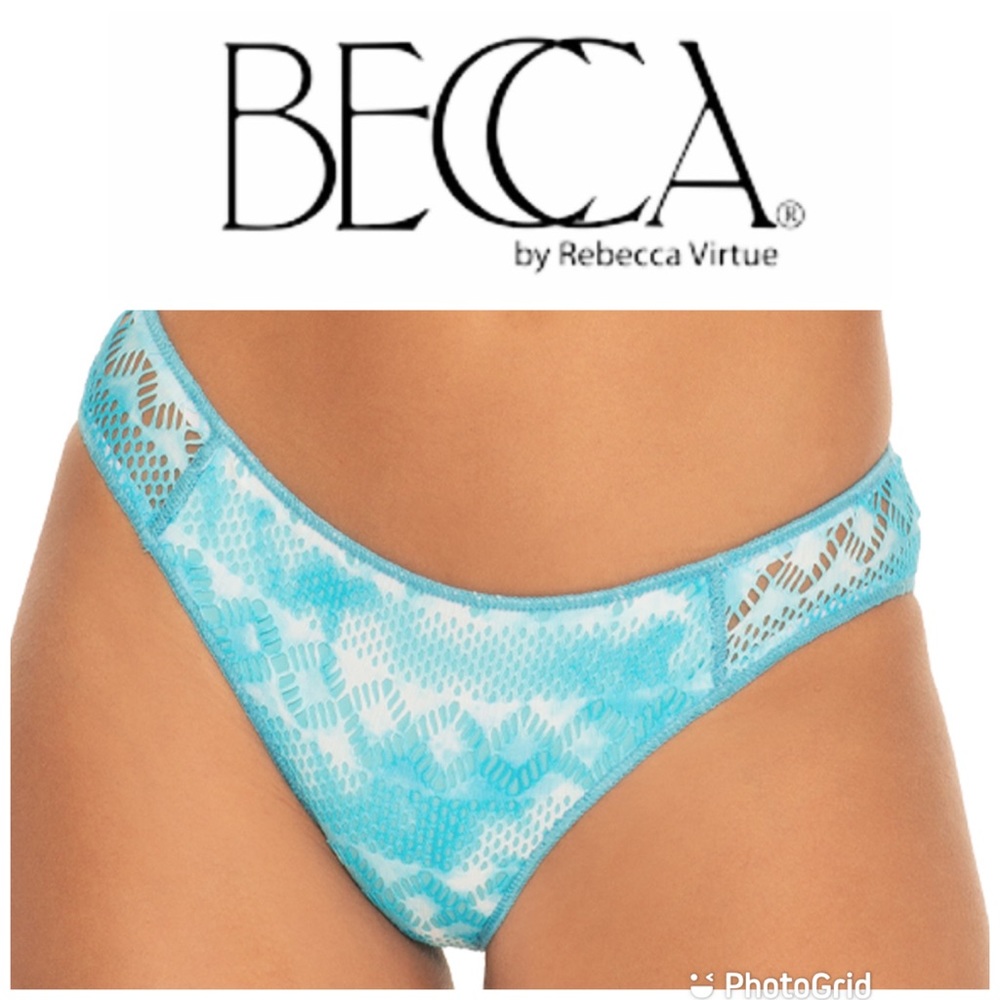 BECCA Turquoise Lace-Trim Bikini Bottom